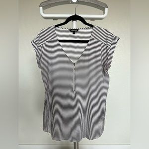 Express Nursing + Pumping Friendly Top in Black and White Stripe, Size Medium